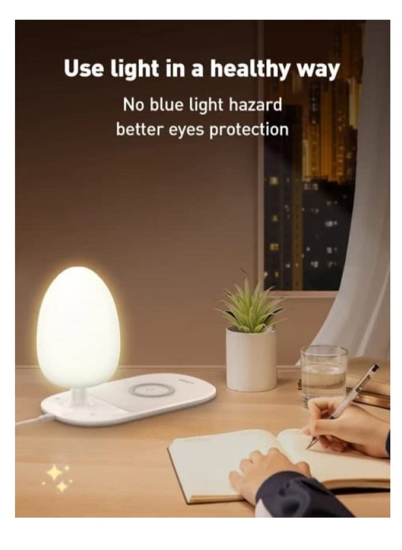 Bluejw 2 in 1 Night Light with Wireless Charger Bedside Lamp Magnetic Desk Lamp with RGB Light Touch LED Table Lamp Three Adjustable Brightness Sleep Aid Nightlight for Bedroom Home Office Hallway (white)  - Image 3