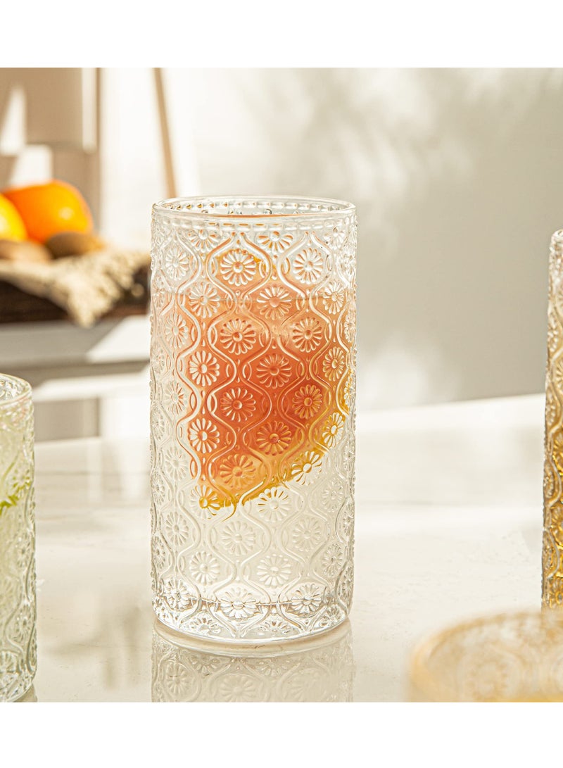 Excefore Vintage Coffee Mugs, Vintage Embossed Drinking Glasses Short Stem Water Glassware, Set of 4 Art Deco Glassware, for Home, Bars, Parties, Tea, Gift - Image 4