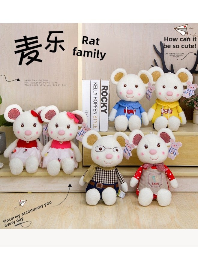 Cute Dress Mouse Doll Year Of The Rat Mascot Couple Doll Children's Day Birthday Gift Merlot Mouse Plush-Height:30cm