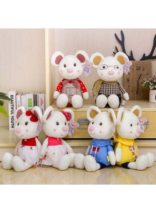 Cute Dress Mouse Doll Year Of The Rat Mascot Couple Doll Children's Day Birthday Gift Merlot Mouse Plush-Height:30cm