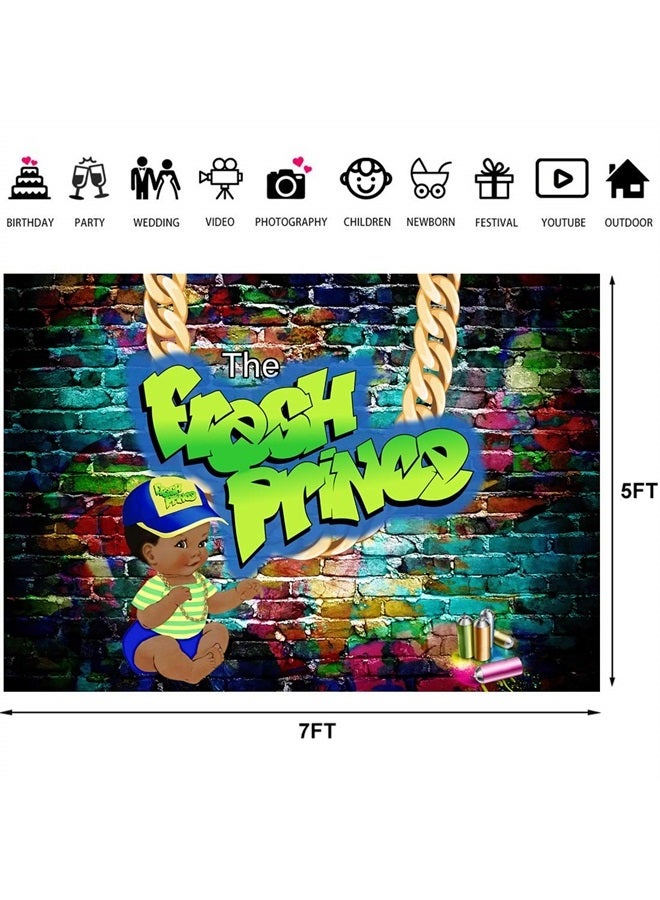 The Fresh Prince Baby Shower Photo Backdrop Hip Pop Colorful Graffiti Wall Boy Background 80s 90s Birhtday Newborn Baby House Party Decorations 7x5ft