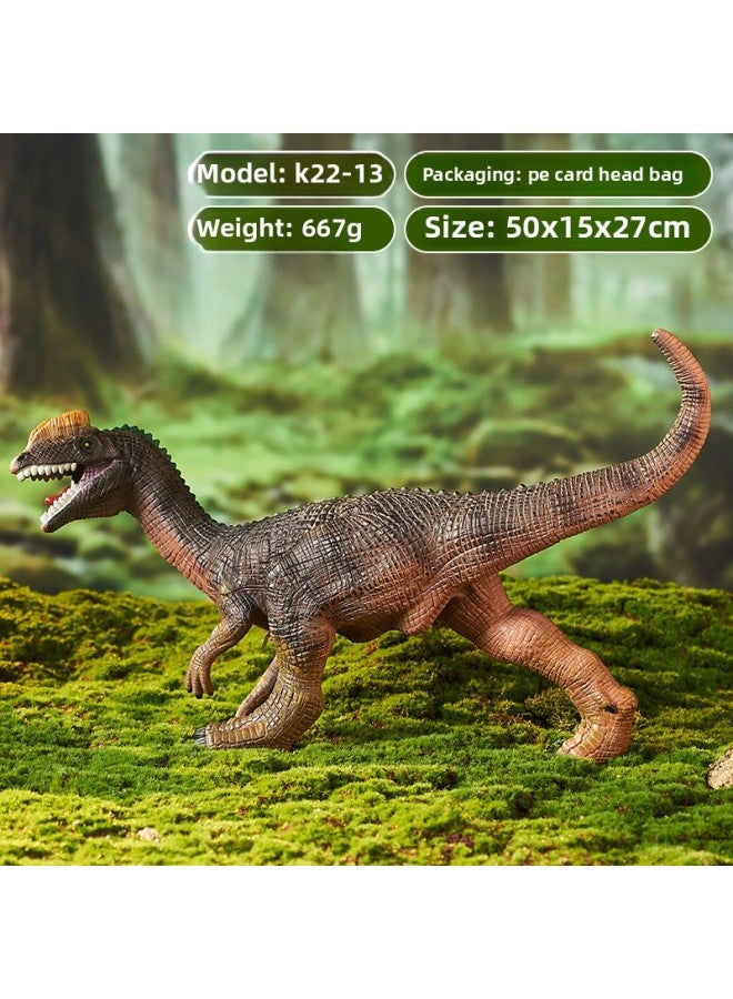 Jurassic Children's Dinosaur Toy Soft Rubber Simulation Triceratops Ornaments Large Tyrannosaurus Rex Model Set Egg-Color:K22-13 Sounding Vinyl Double Crown Dragon A/50*15*27cm/667g - Image 1