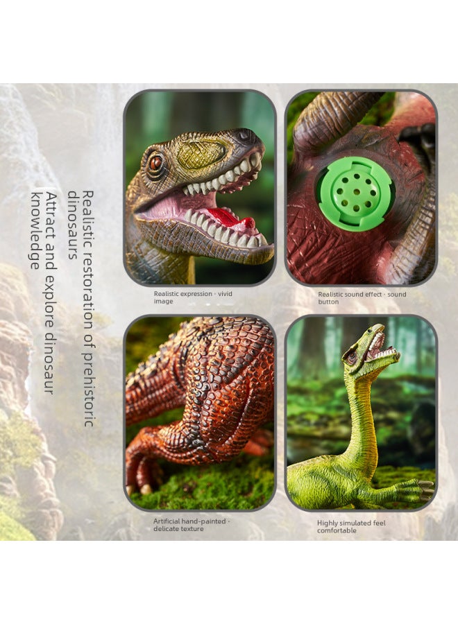 Jurassic Children's Dinosaur Toy Soft Rubber Simulation Triceratops Ornaments Large Tyrannosaurus Rex Model Set Egg-Color:K22-13 Sounding Vinyl Double Crown Dragon A/50*15*27cm/667g - Image 3
