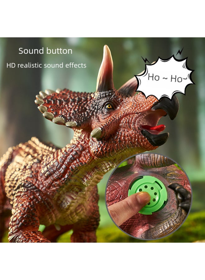 Jurassic Children's Dinosaur Toy Soft Rubber Simulation Triceratops Ornaments Large Tyrannosaurus Rex Model Set Egg-Color:K22-13 Sounding Vinyl Double Crown Dragon A/50*15*27cm/667g - Image 4
