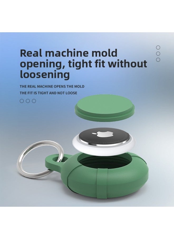 Generic - Applicable To For Apple Locator Anti-lost Device Tracker Keychain 4-piece All-inclusive Waterproof Airtag Protective Case-Color:Blue + White + Yellow + Matcha Green + Small Ring + Large Round Buckle + Pearl Bag-Applicable Model:airtag Protective Sleeve - Image 1