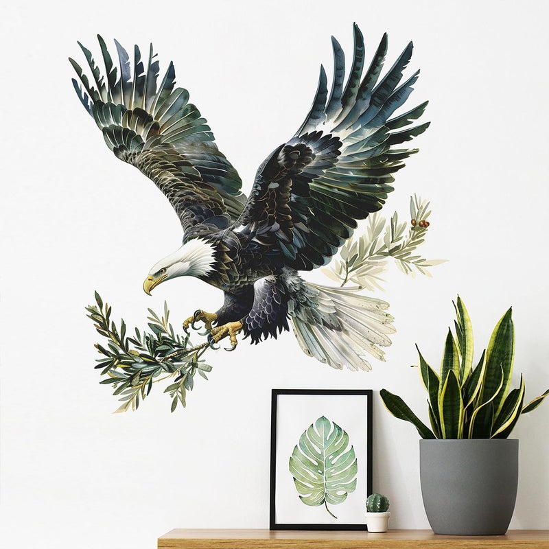 RAINBOW WSK Lifelike Bald Eagle Wall Decal Peel and Stick 3D Flying Bird Wall Sticker Jungle Wild Animal Wall Mural Removable Vinyl Wall Decor for Bedroom Living Room Club Party funf151 - Image 2