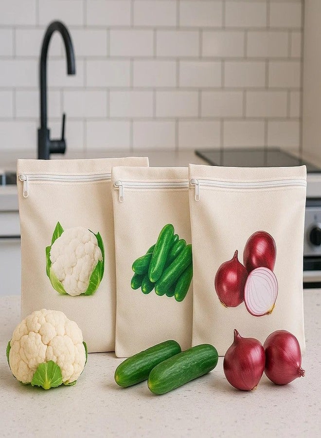 DOOMSDAY 12x12 Inch Vegetable Storage Bags 100% Natural Muslin Cotton Breathable Fridge Organizers for Vegetables, Leafy Greens, Herbs, Produce Freshness Reusable Kitchen Bag - Image 5