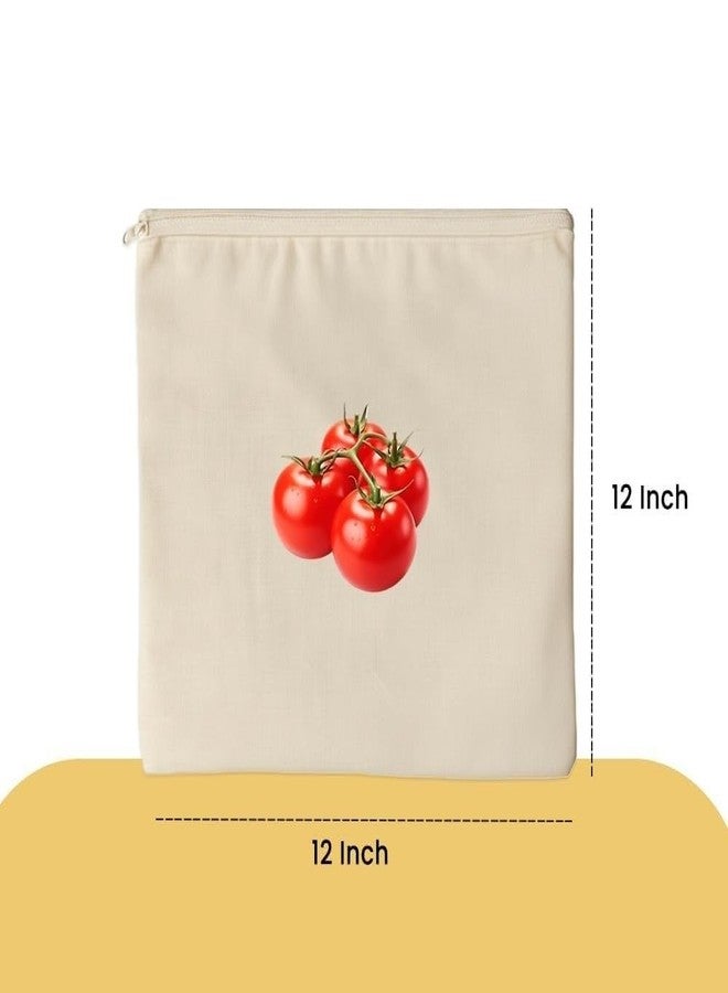 DOOMSDAY 12x12 Inch Vegetable Storage Bags 100% Natural Muslin Cotton Breathable Fridge Organizers for Vegetables, Leafy Greens, Herbs, Produce Freshness Reusable Kitchen Bag - Image 2