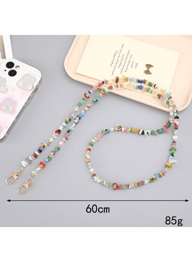 NIBEMINENT Super Cute Beaded Phone Charm – Trendy Phone Chain Wrist Strap, Shining Beads Chain Lanyard for Cell Phone