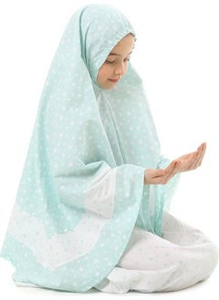 Elanesa  Girl Child Prayer Dress Mint Color Star Printed Belt Pattern  - Image 3