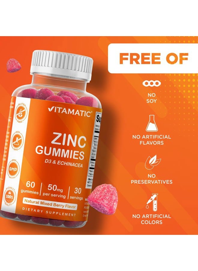 Vitamatic Zinc 50mg Gummies - 60 Vegan Gummies - Gluten Free - Healthy Immune Support for Adults, Men, Women - Image 4