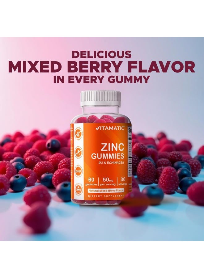 Vitamatic Zinc 50mg Gummies - 60 Vegan Gummies - Gluten Free - Healthy Immune Support for Adults, Men, Women - Image 5