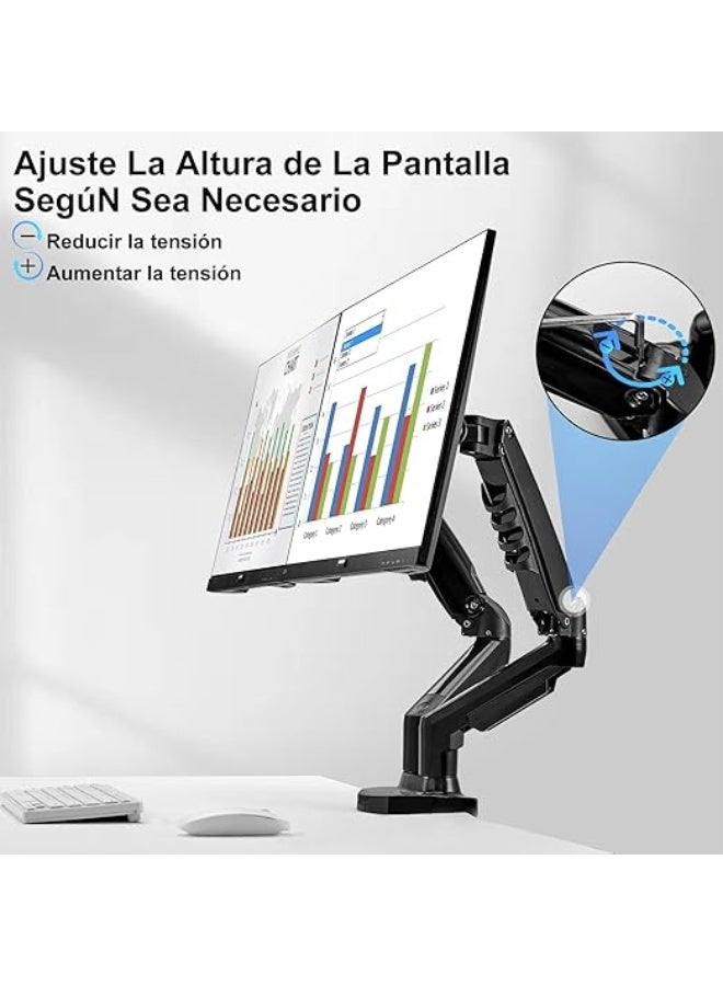 Adjustable Dual Monitor Stand – Hydraulic Desk Mount for 17–27" Screens with Swivel Arms, C-Clamp & Grommet Base - Image 5