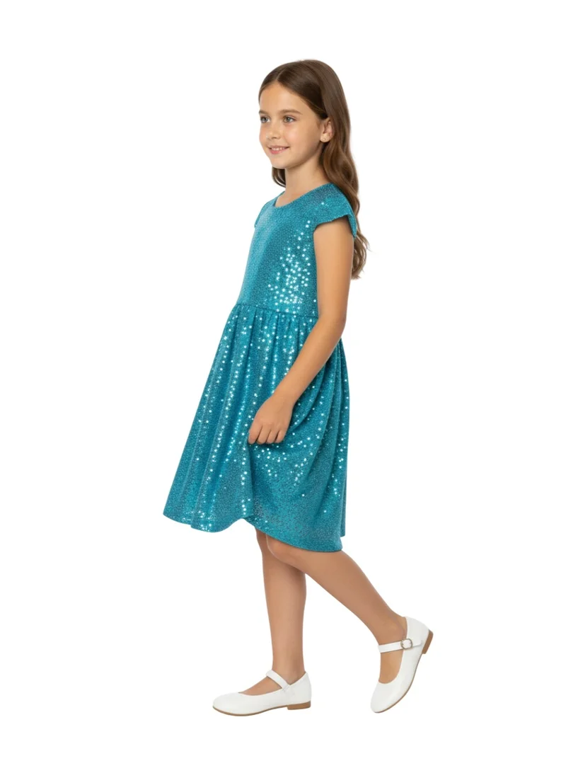 دىدانيالا فستان خرز وبريق أزرق فاتح