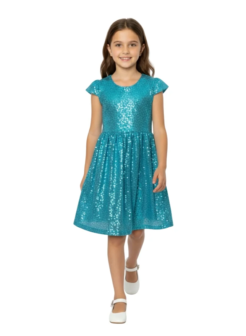 دىدانيالا فستان خرز وبريق أزرق فاتح