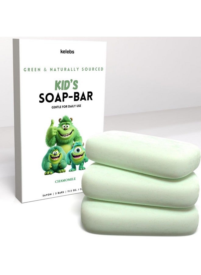 KELEBS Hypoallergenic Kids Soap Bar 3Pack Organic & Gentle Chamomile Body Wash For Children Natural Ingredients Fun Bath Time - Image 1