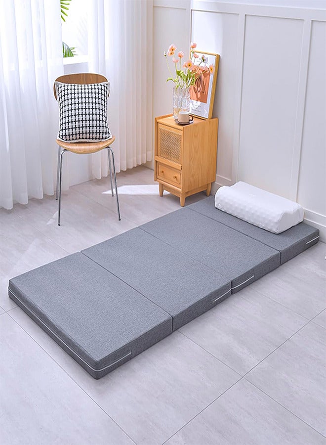 Folding Mattress Thick Medical Foam Mattress Topper 4 Folding Guest Mat Portable Mattress with Breathable Washable Cover for Single Bed Floor Camping Playroom Nap - Image 1