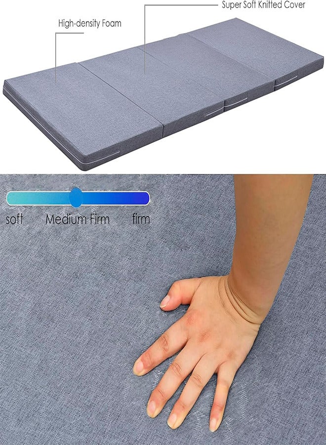 Folding Mattress Thick Medical Foam Mattress Topper 4 Folding Guest Mat Portable Mattress with Breathable Washable Cover for Single Bed Floor Camping Playroom Nap - Image 3