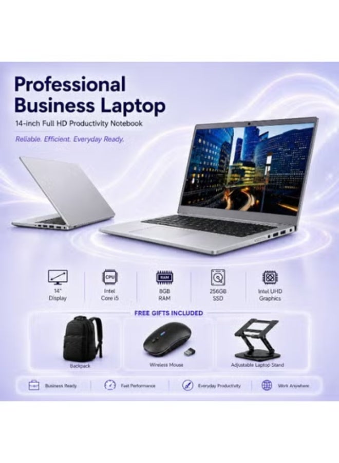 Premium Business Laptop with 15.6-Inch HD Display, Core i5 Processor, 16GB RAM, 256GB SSD, High Performance for Work and Study, Includes Free Laptop Stand, Carry Bag and Mouse - Image 2