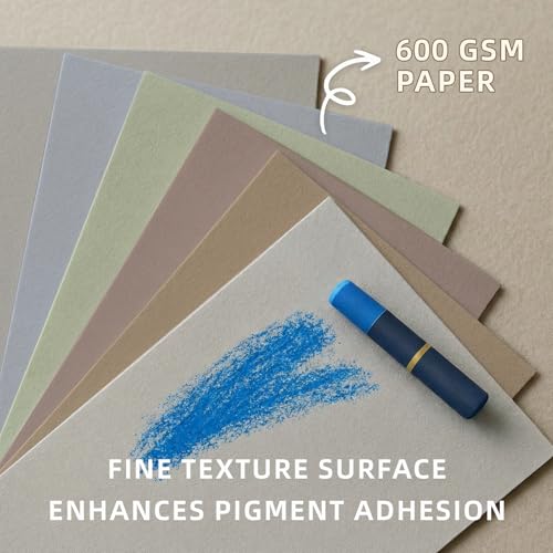 Somime 9x12 Sanded Pastel Paper Pad for Artists, 12 Sheets of 6 Assorted Light Colors Heavyweight Drawing Paper Pad for Pencils and Soft Oil Charcoal Pastels - Image 5