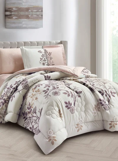 Donetella Bedding Comforter Set Single Size, 4-Pcs Bed Set Fits 120x200 Cms -Printed Bedding Set-All Season- Brushed Microfiber (طقم مفرش سرير فندقي)