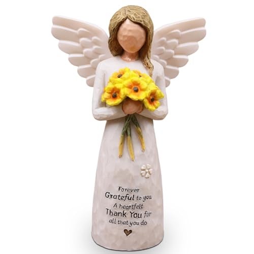BORLESTA Thank You Gifts for Women Sunflower Gifts for Women Daycare Teacher Appreciation Gifts Employee Appreciation Gift Thank You Teacher Gift HandPainted Figure Yellow - Image 1