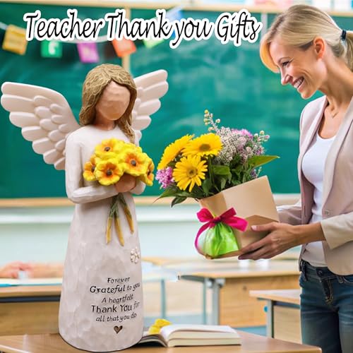 BORLESTA Thank You Gifts for Women Sunflower Gifts for Women Daycare Teacher Appreciation Gifts Employee Appreciation Gift Thank You Teacher Gift HandPainted Figure Yellow - Image 3
