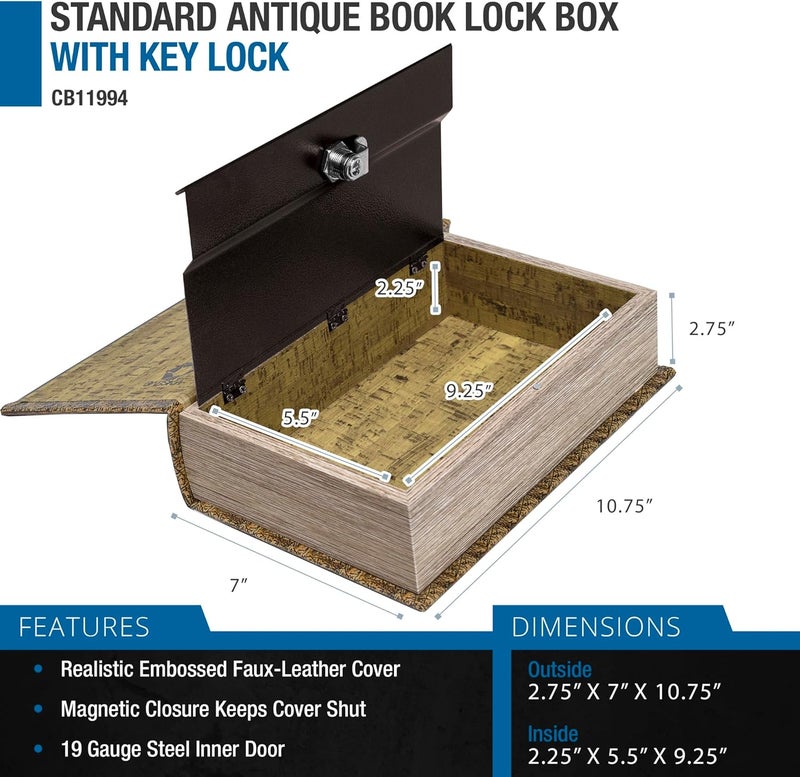 BARSKA Barska Portable Diversion Dual Book Safe Concealed Lock Box for Secure and Discreet Hidden Storage of Valuables and Personal Items - Image 3