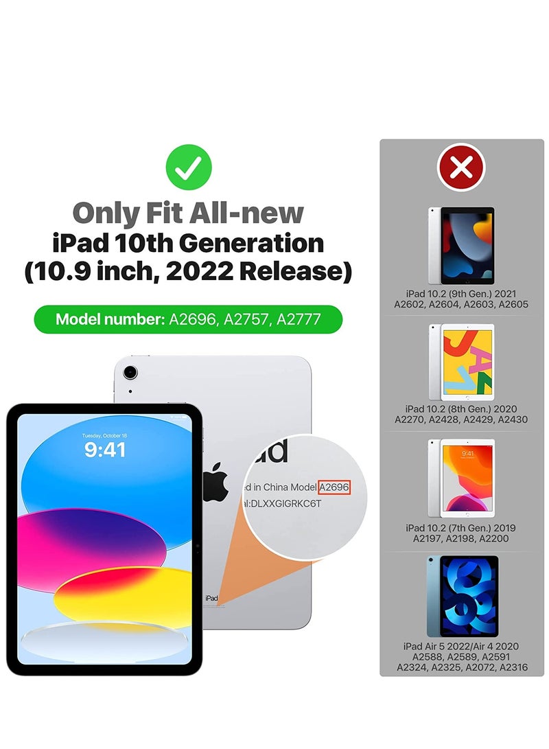 جراب iPad من الجيل العاشر مع حامل أقلام iPad 10.9 بوصة جراب 2022 غطاء خلفي ناعم لجهاز iPad من الجيل العاشر للاستيقاظ التلقائي للنوم باللون الأزرق - Image 3