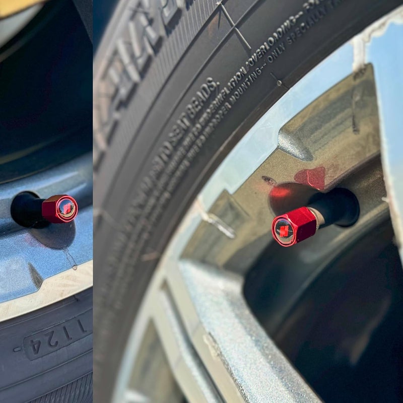 Tactilian غطاءات مقبض صمام إطار أحمر من TACTILIAN لسيارات Dodge، مجموعة من 4 قطع | ألومنيوم مانع لتسرب الهواء مع حلقة O من المطاط؛ تتوافق مع غطاءات مقبض صمام Dodge لطرازات Challenger، Charger، Ram، Durango. - Image 3