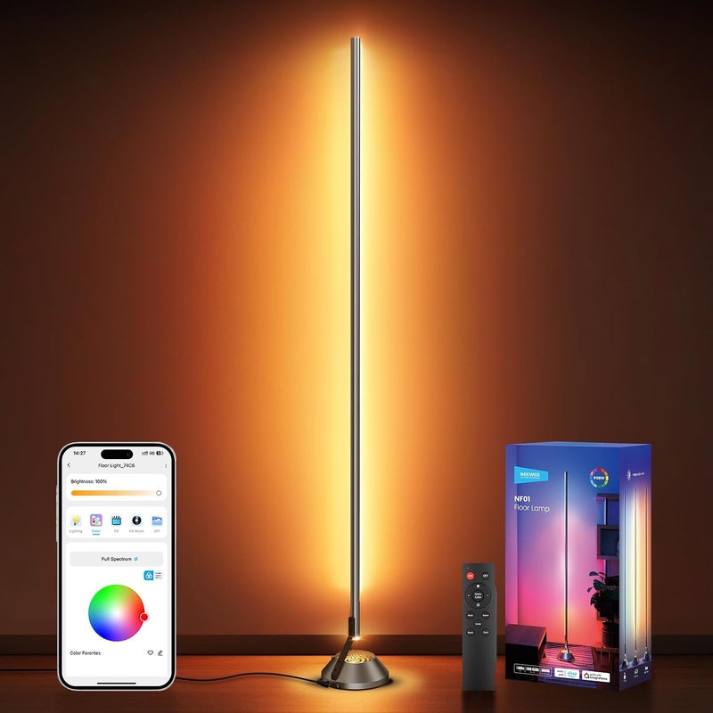 Neewer Smart LED Floor Lamp, 1500lm 1800K-6500K RGBW Standing Corner Light with APP/Voice Control/AI Custom/Music Sync, 16 Million Colors, Ambience Lighting for Bedroom Living Room Home Decor, NF01 - Image 1