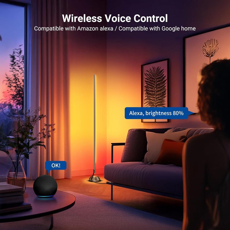Neewer Smart LED Floor Lamp, 1500lm 1800K-6500K RGBW Standing Corner Light with APP/Voice Control/AI Custom/Music Sync, 16 Million Colors, Ambience Lighting for Bedroom Living Room Home Decor, NF01 - Image 2