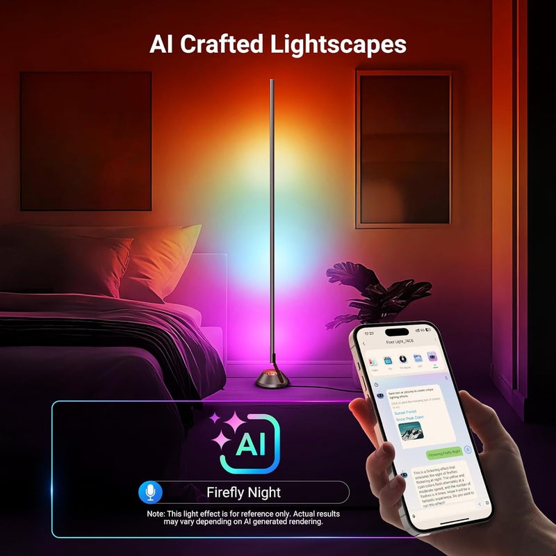 Neewer Smart LED Floor Lamp, 1500lm 1800K-6500K RGBW Standing Corner Light with APP/Voice Control/AI Custom/Music Sync, 16 Million Colors, Ambience Lighting for Bedroom Living Room Home Decor, NF01 - Image 3