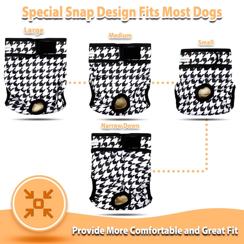 Langsprit Washable Female Dog Diapers (3 Pack) - No Leak Reusable Diapers for Doggy Female in Period - Highly Absorbent Dog Heat Panties with Adjustable Snaps M - Image 5