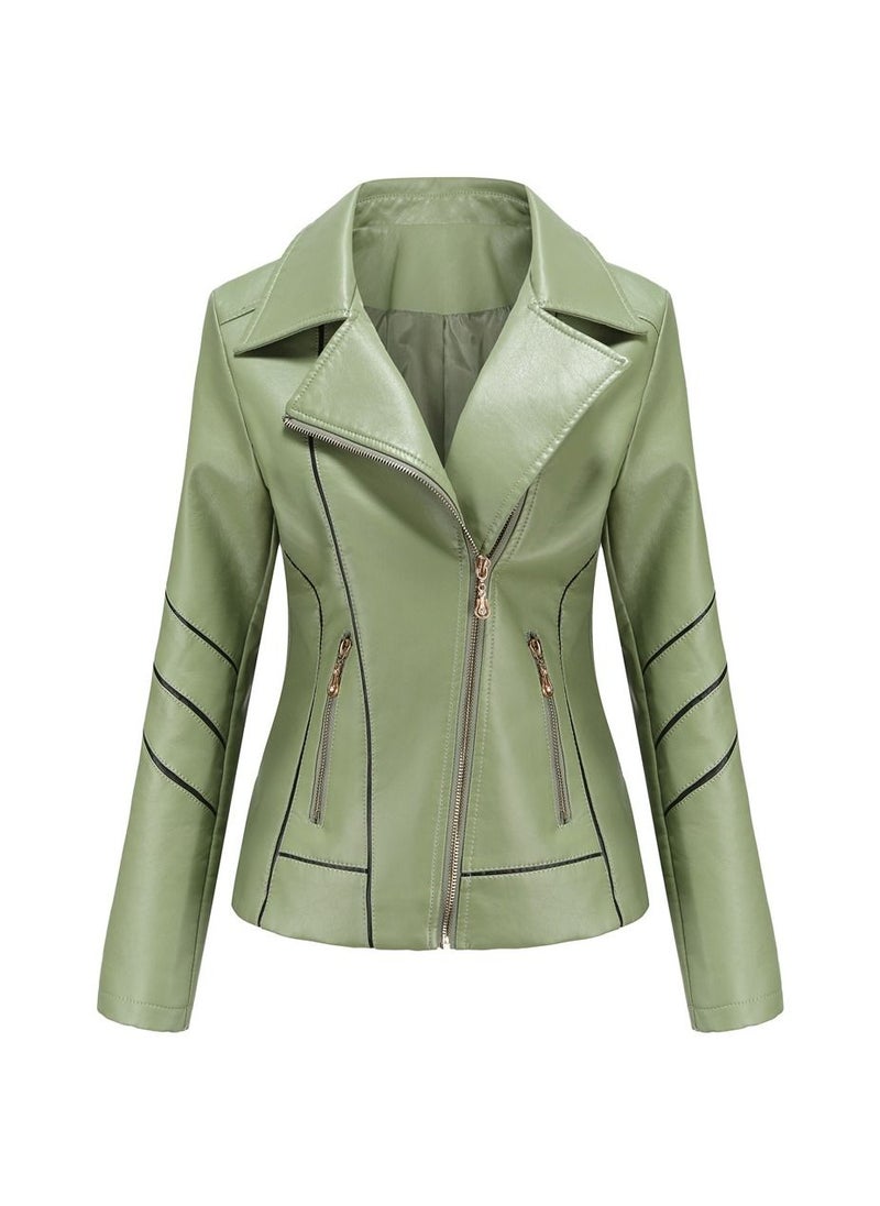 Women's New Thin Leather PU Short Coat Green - pzsku/Z9ECC52B11FBDDD6D08CFZ/45/_/1691982841/1273cb2f-27c0-4106-9f1b-16a28487f280