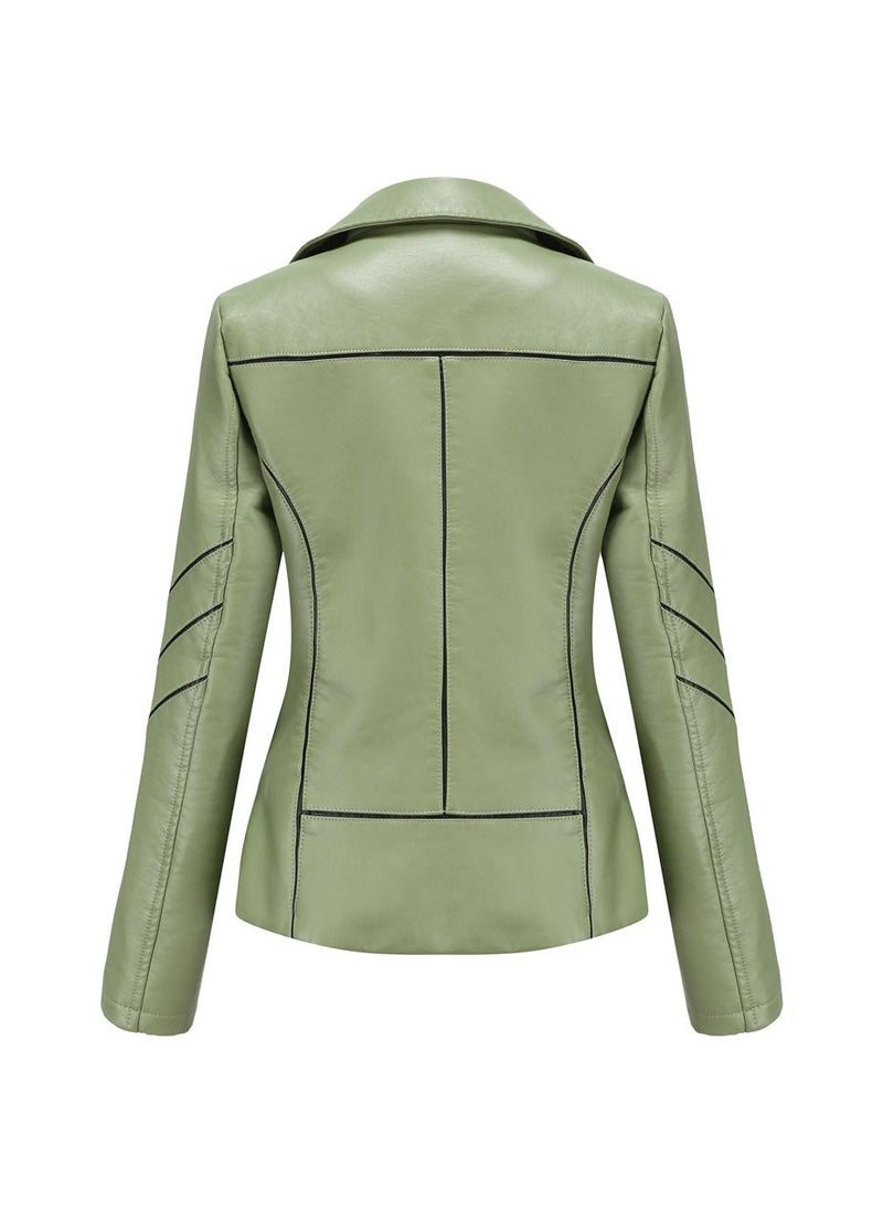 Women's New Thin Leather PU Short Coat Green - pzsku/Z9ECC52B11FBDDD6D08CFZ/45/_/1691982841/caef11e8-00a8-476d-836e-fac5d8597781