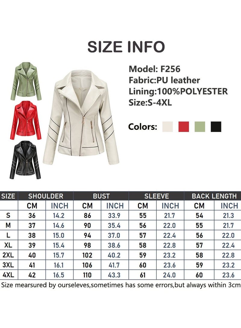 Loquat Women's New Thin Leather PU Short Coat Green - Image 3