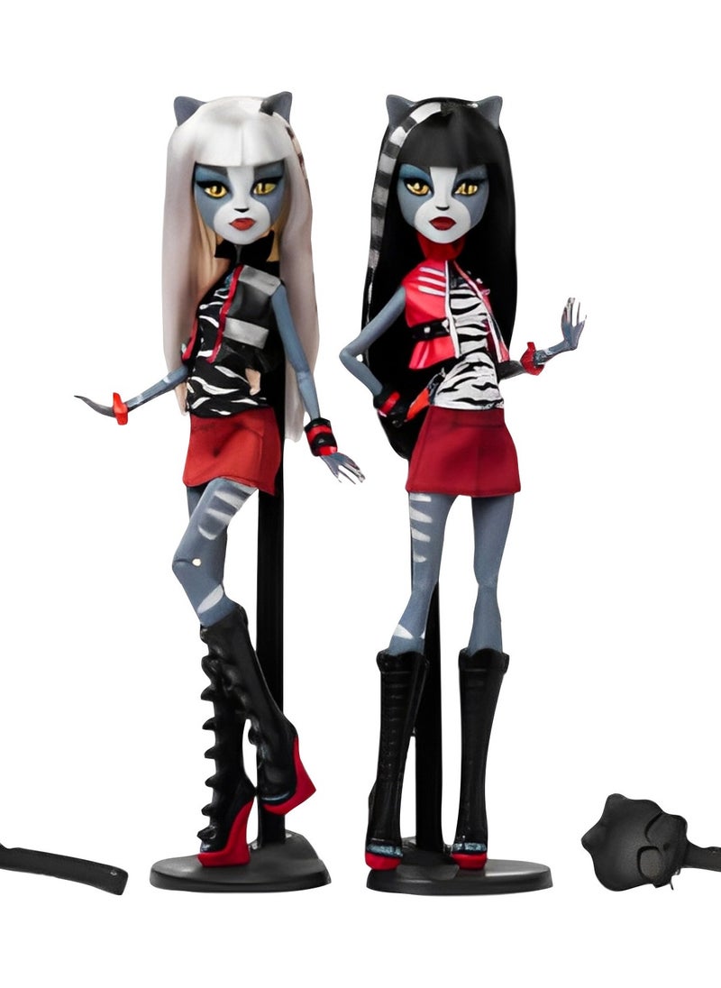 Tepveisoy - Boo-riginal Monster Creeproduction High Meowlody and Purrsephone Doll, 2PC Meowlody and Purrsephone Collectible Resin Monster Creeproduction Doll Toy, TV & Games Character Doll for Fans - Image 1
