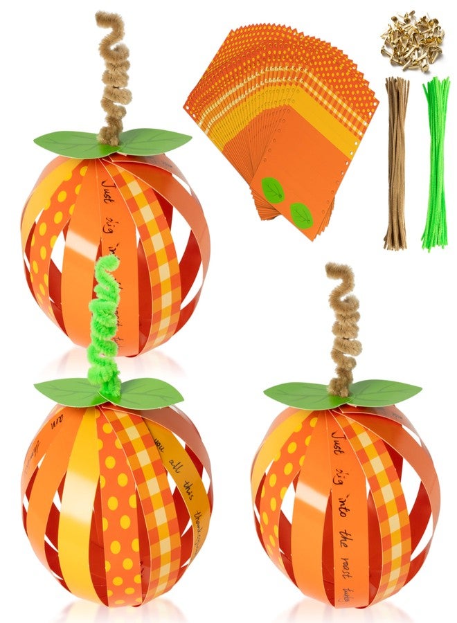 BeYumi 30Pcs Thanksgiving Paper Strip Pumpkin Craft Kit DIY Fall Gratitude Pumpkin Thankful Crafts Autumn Holiday Religious Crafts Decor Home School Classroom Party Fun Activities for Kids - Image 1