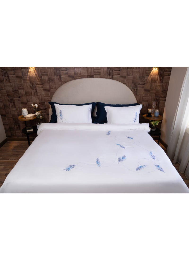 Tm TM Home Feather 6-Piece Embroidered Duvet Cover Set – 100% Egyptian Cotton – 600TC – 150,000-Stitch Elegant Design – Premium Hotel-Style Bedding  - Image 2