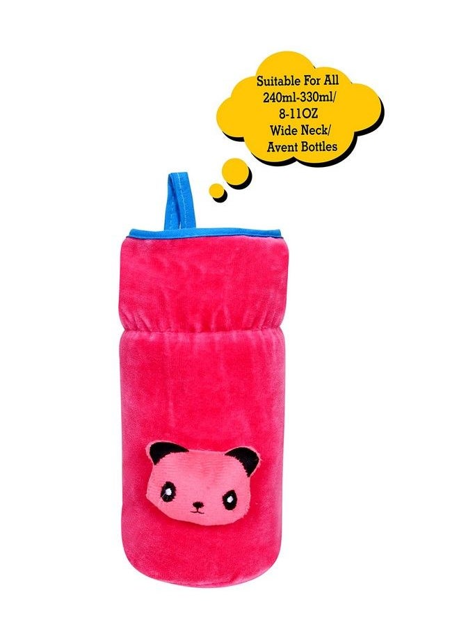 The Little Lookers Bottle Cover For Philips Avent Wide Neck Feeders Soft Plush Stretchable Baby Feeding Bottle Cover With Easy To Hold Strap (Pink Wide Neck 240330Ml 811Oz)  - Image 3