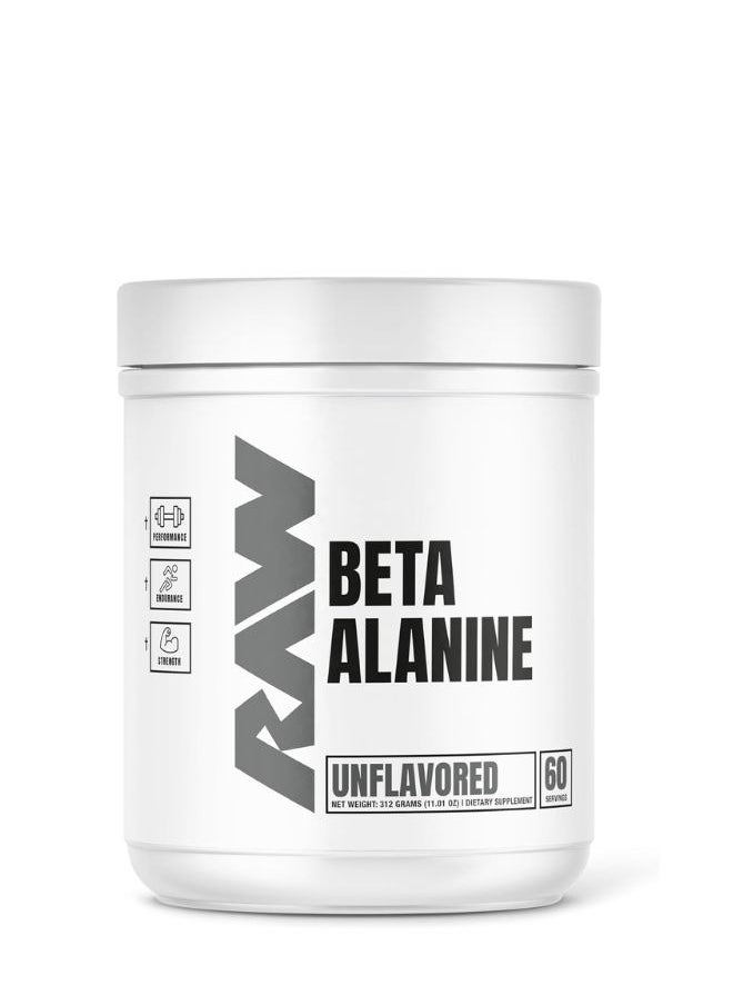 Raw Nutrition Beta Alanine, Ultimate Performance Supplement, Endurance & Energy, Reduces Fatigue, Pure Ingredients, Trusted Globally, For Elite Athletes And Fitness Enthusiasts, Unflavored, 30 Day Supply - 312 Gm 