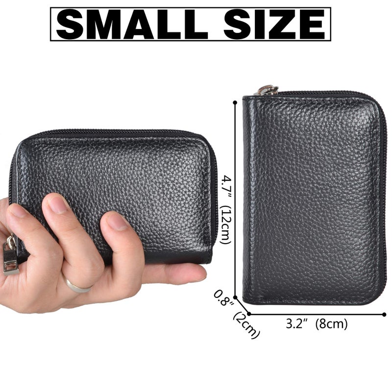 Easyoulife حافظة بطاقات الائتمان من إيزيوليف جلد طبيعي مع محفظة بسحاب تحتوي على 26 فتحة بطاقات (أسود) - Image 4