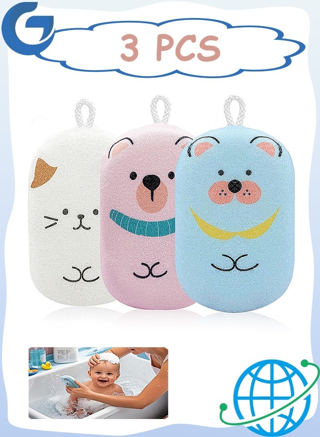 MXN 3 PCS Baby Bath Sponges, Soft and Absorbent Toddler Exfoliating Body Scrubber Cradle Cap Sponges Baby Essential for Newborns & Toddlers, Gentle on Delicate Skin - Image 1