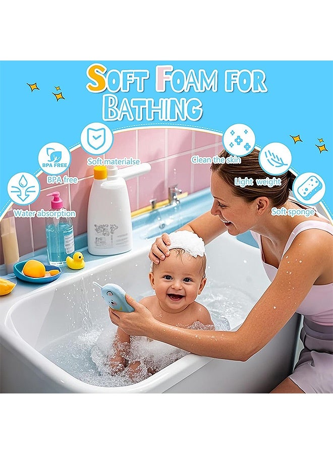 MXN 3 PCS Baby Bath Sponges, Soft and Absorbent Toddler Exfoliating Body Scrubber Cradle Cap Sponges Baby Essential for Newborns & Toddlers, Gentle on Delicate Skin - Image 3