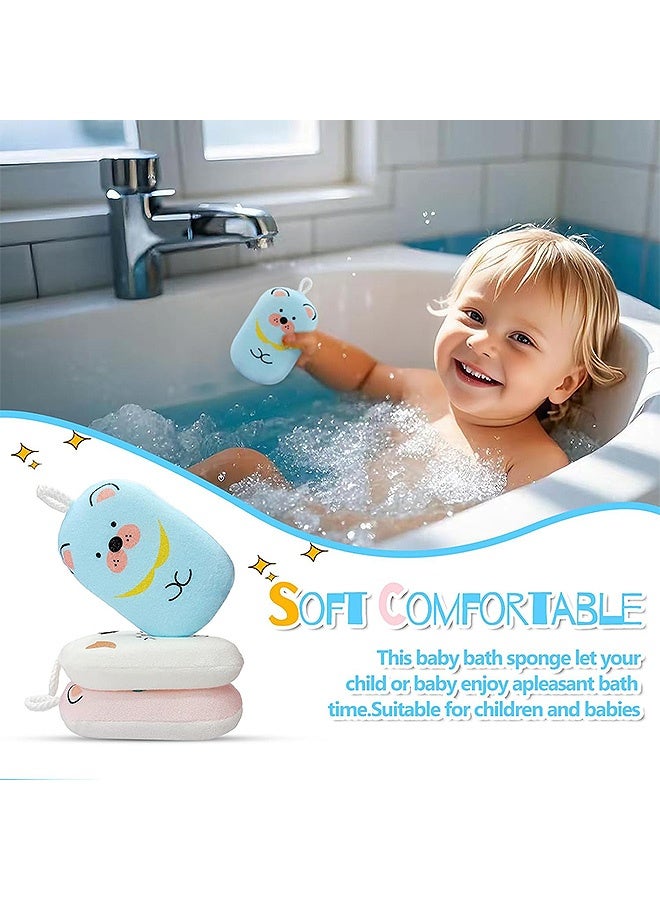 MXN 3 PCS Baby Bath Sponges, Soft and Absorbent Toddler Exfoliating Body Scrubber Cradle Cap Sponges Baby Essential for Newborns & Toddlers, Gentle on Delicate Skin - Image 4