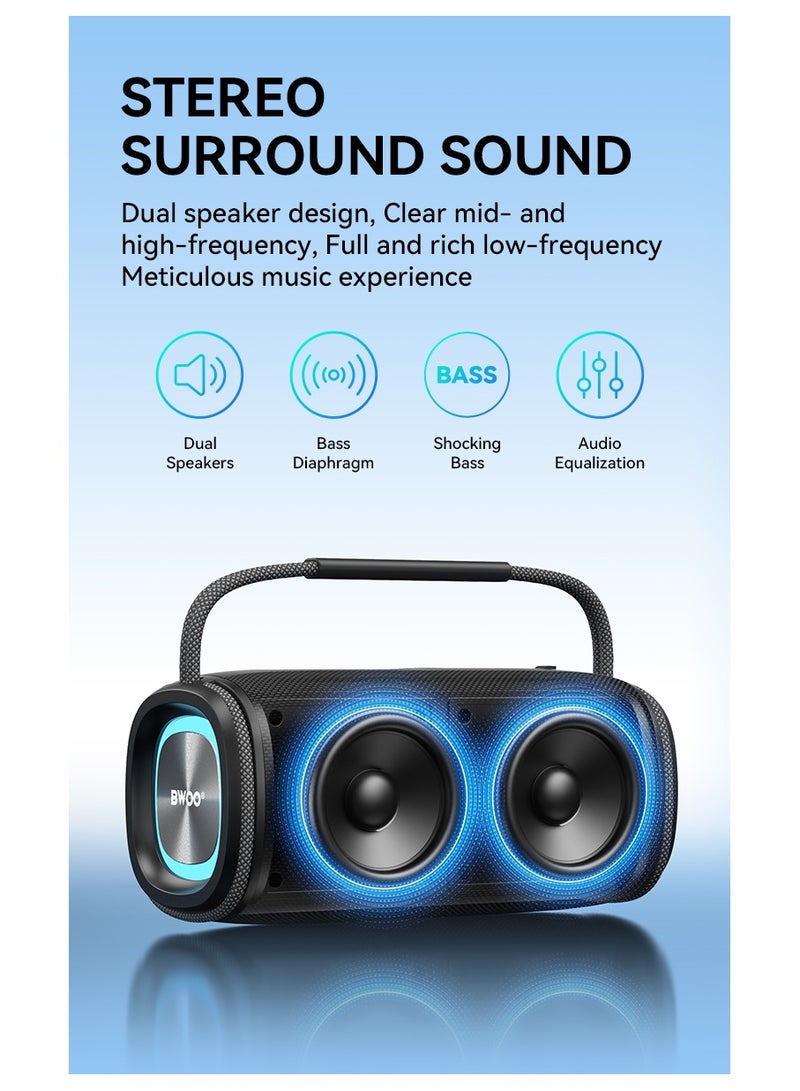 BWOO Dual Bass Wireless Speaker Black - Image 5