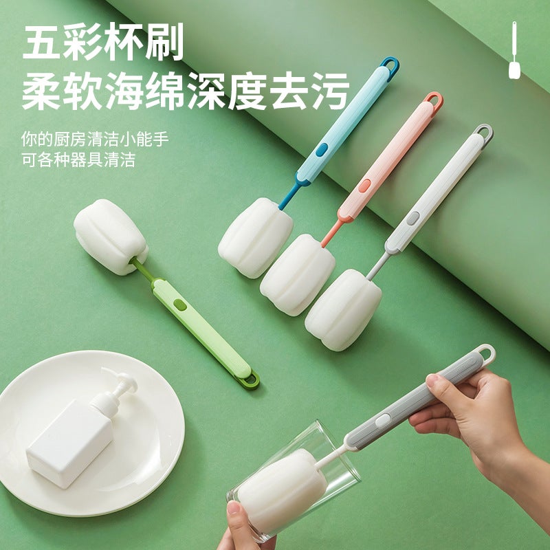 Cup Brush Long Handle Household Cup Washing Brush Special Artifact Bottle Washing Brush Water Cup Brush Cleaning Decontamination Sponge Brush - Image 3