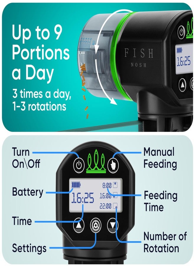 FISHNOSH Automatic Fish Feeder for Aquarium - New Generation 2026, Auto Food Dispenser with Timer for Small Tank, Big Aquariums & Pond (Green) - Image 2