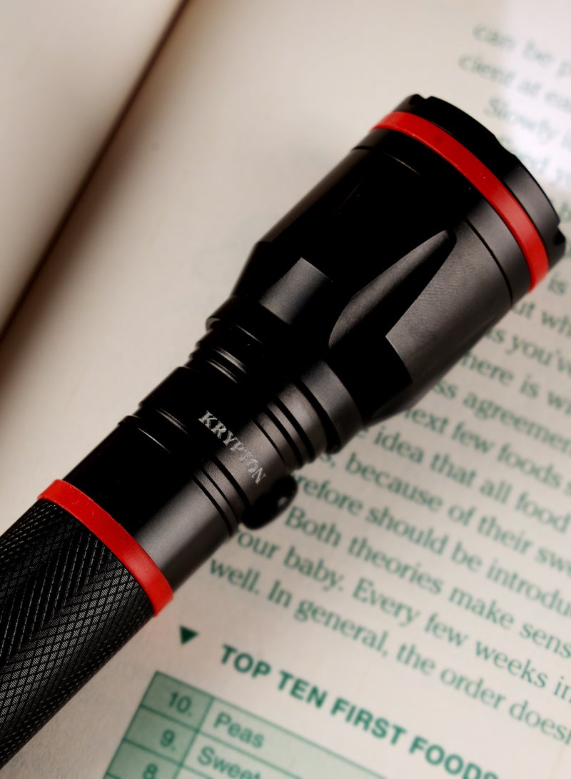 KRYPTON Rechargeable LED Flashlight, CREE LED, KNFL5162 | Aircraft Aluminium Alloy | 2.4V 800mAh Ni-Cd Battery | 1.5hrs Working | 2000meters Real Range Distance - Image 4